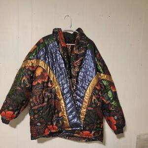 Colorful Quilted Jacket with Eye Pattern